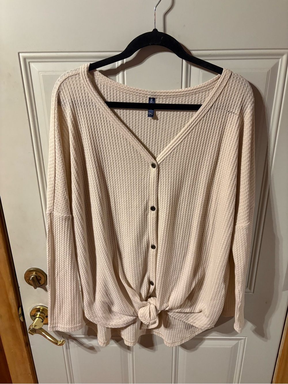 IWOLLENCE 2XL Cream Color, Ties in Front at the Bottom